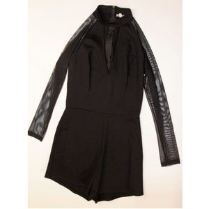 Charlotte Russe Black Mesh Long Sleeves Romper